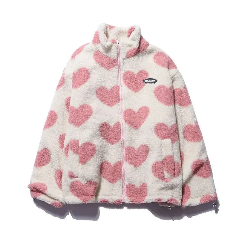 Women’s Reversible Heart Print Hooded Jacket