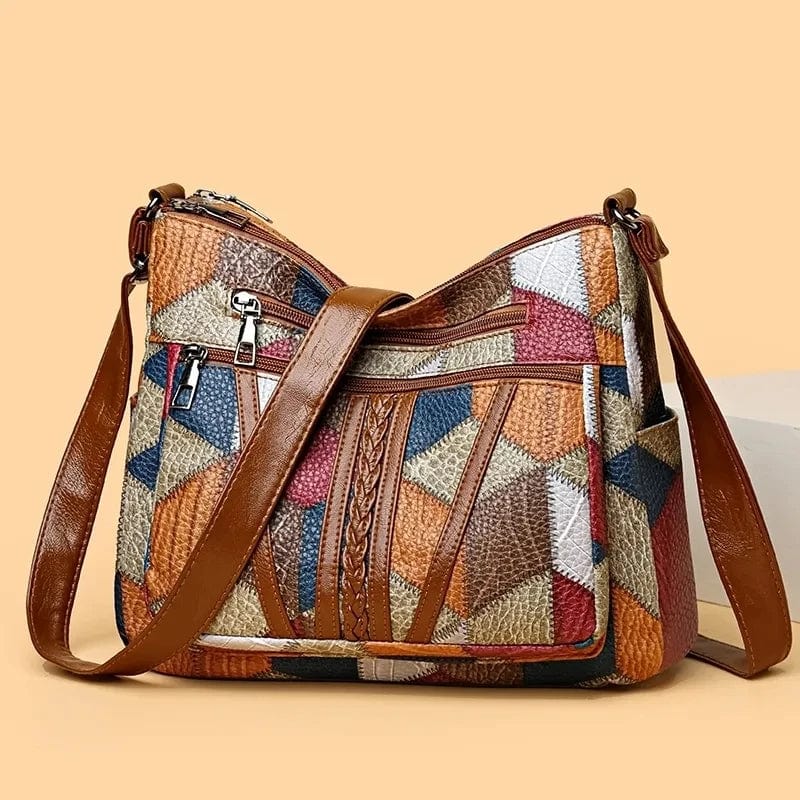 Women’s Mosaic Print Multi Zip Handbag