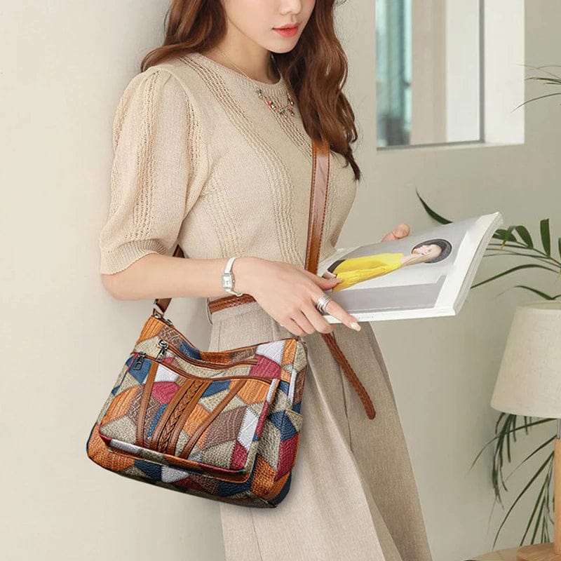 Women’s Mosaic Print Multi Zip Handbag