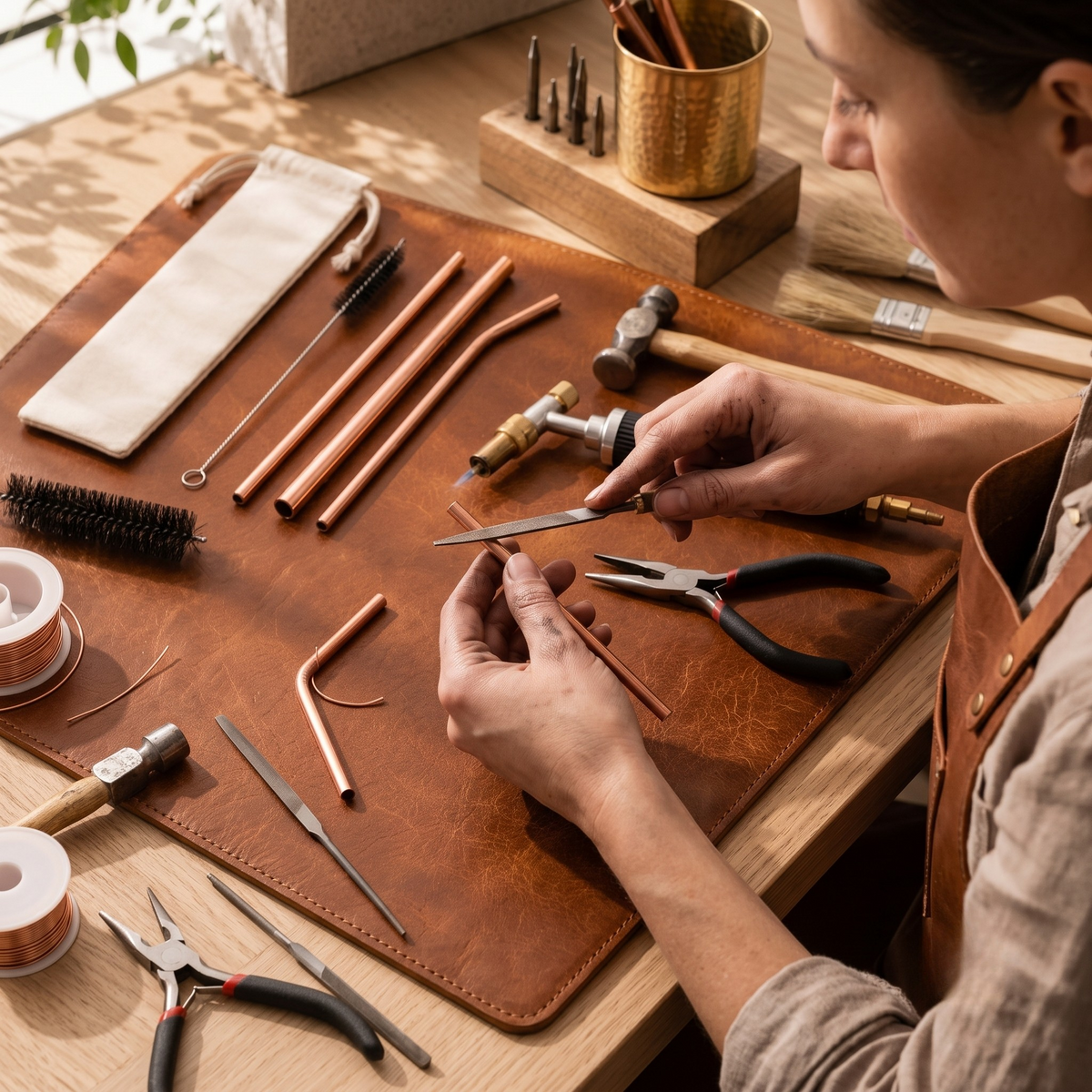 Copper Straw Set