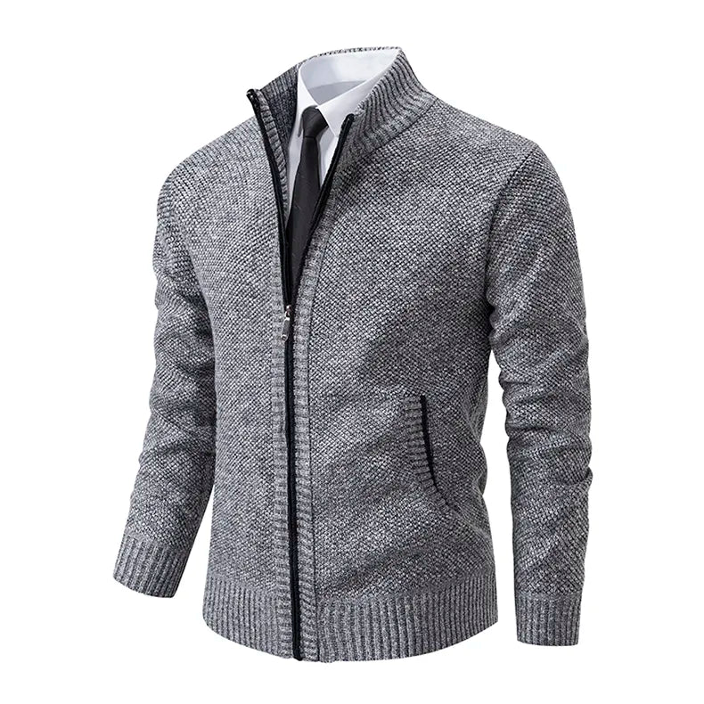 Men’s Zip Up Ribbed Knit Cardigan