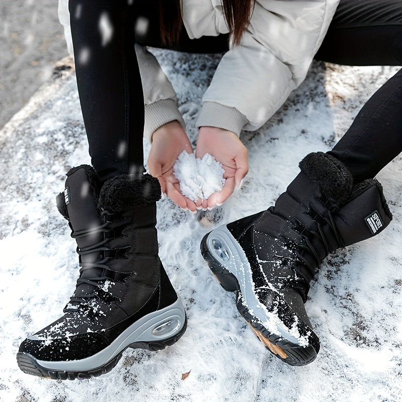 Women’s Faux Fur Cuff Lace-Up Mid-Calf Snow Boots