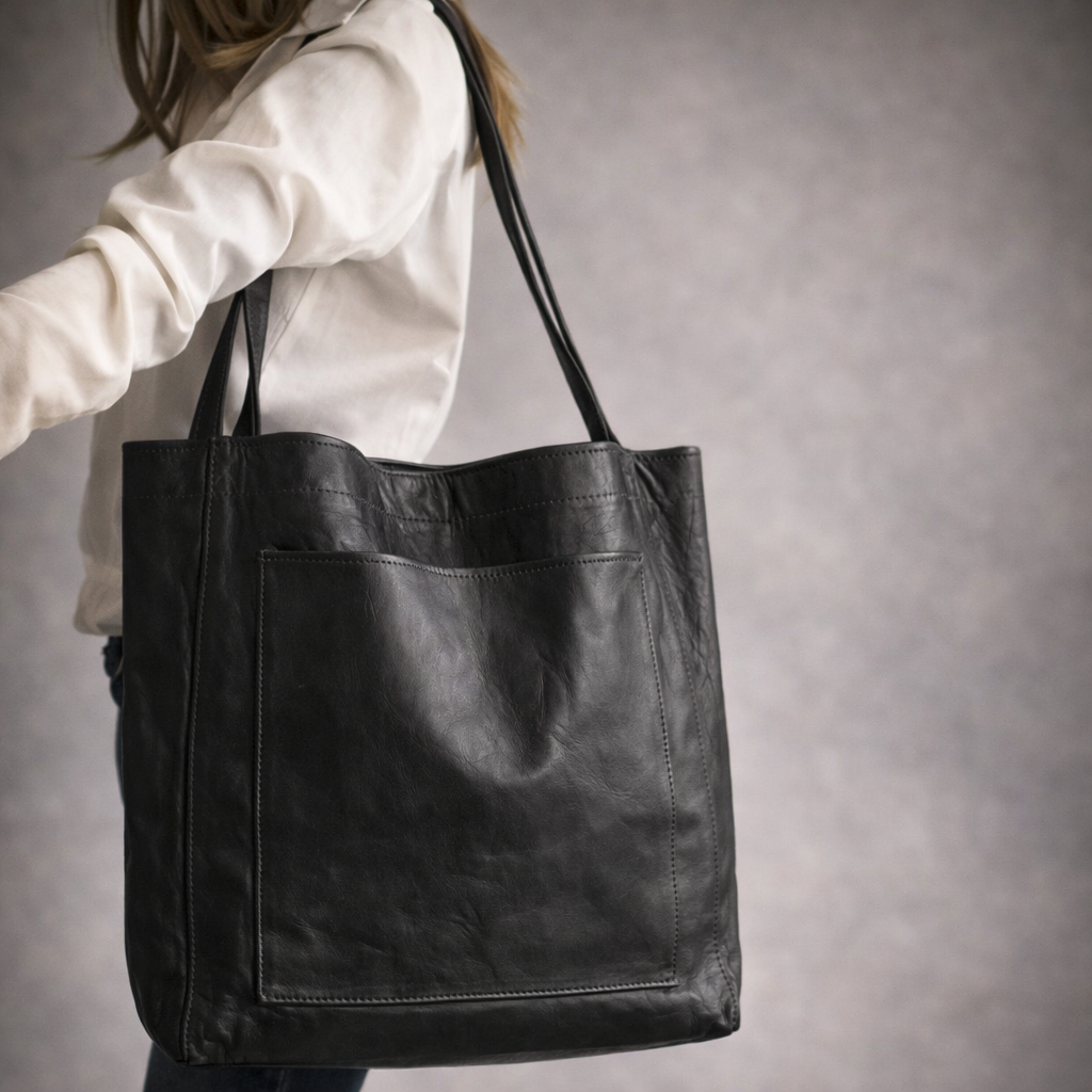 Multi Compartment Reddish Brown Handbag