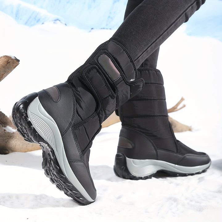 Women’s Quilted Hook-And-Loop Mid-Calf Snow Boots