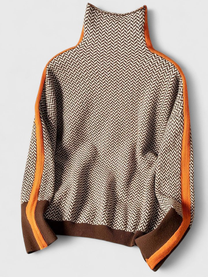 Women’s High Neck Chevron Knit Jumper