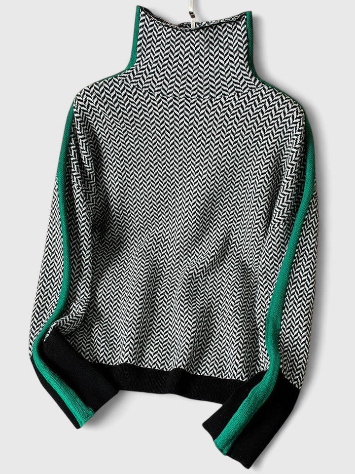 Women’s High Neck Chevron Knit Jumper