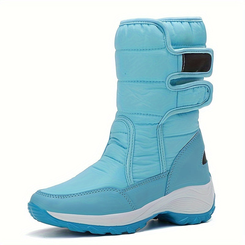 Women’s Quilted Hook-And-Loop Mid-Calf Snow Boots