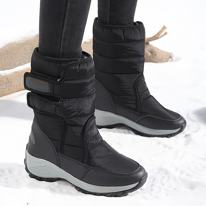 Women’s Quilted Hook-And-Loop Mid-Calf Snow Boots