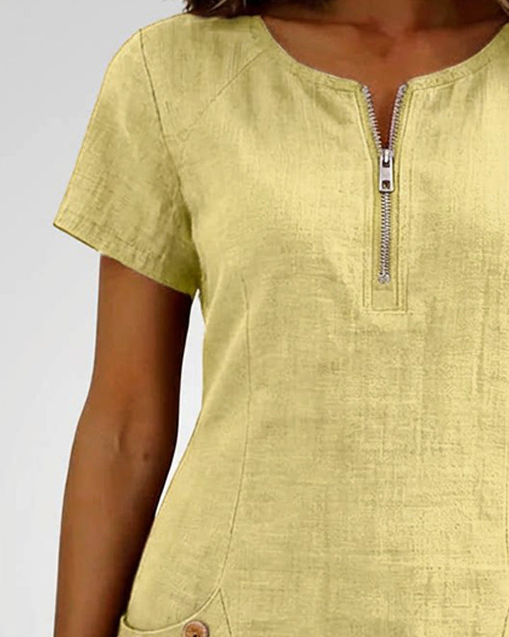 Aria® | Cotton Dress with Zipper Pocket