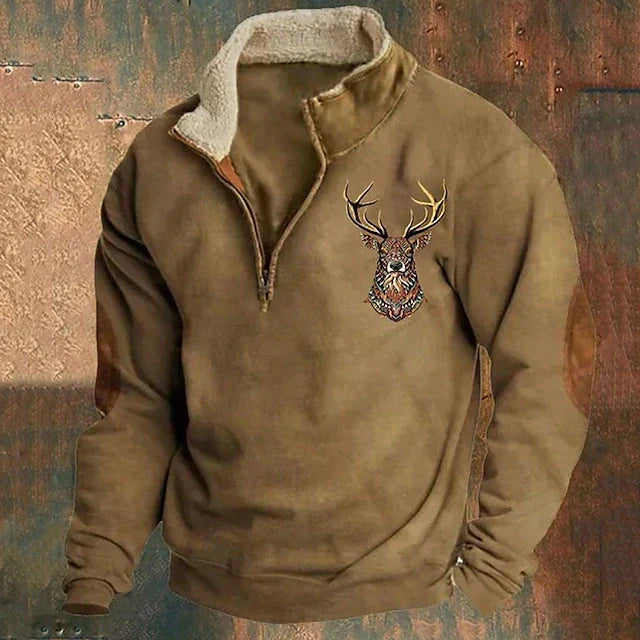 Men’s Warm Deer Pattern Knit Sweater