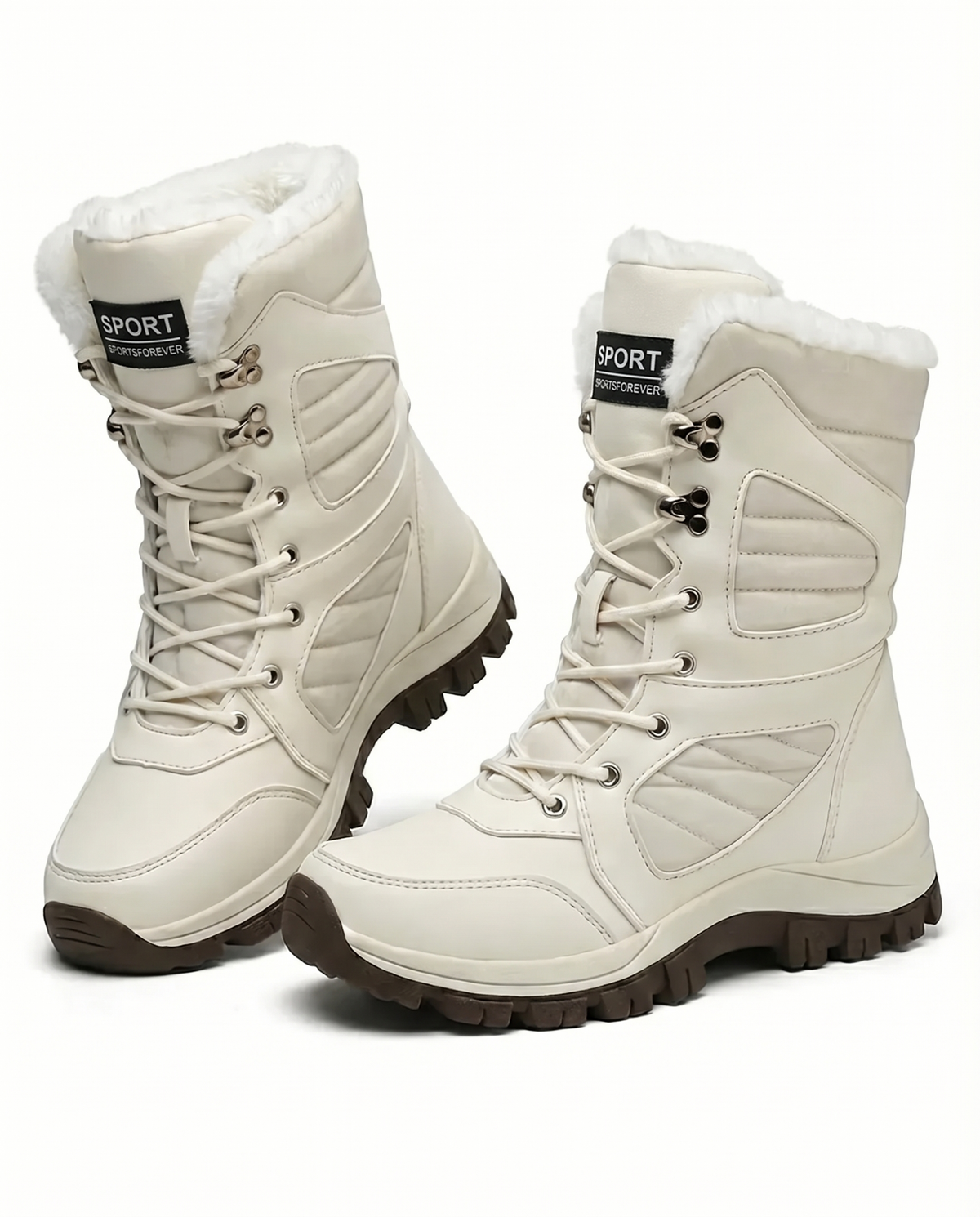 Women’s Plush-Lined Lug-Sole Lace-Up Snow Boots
