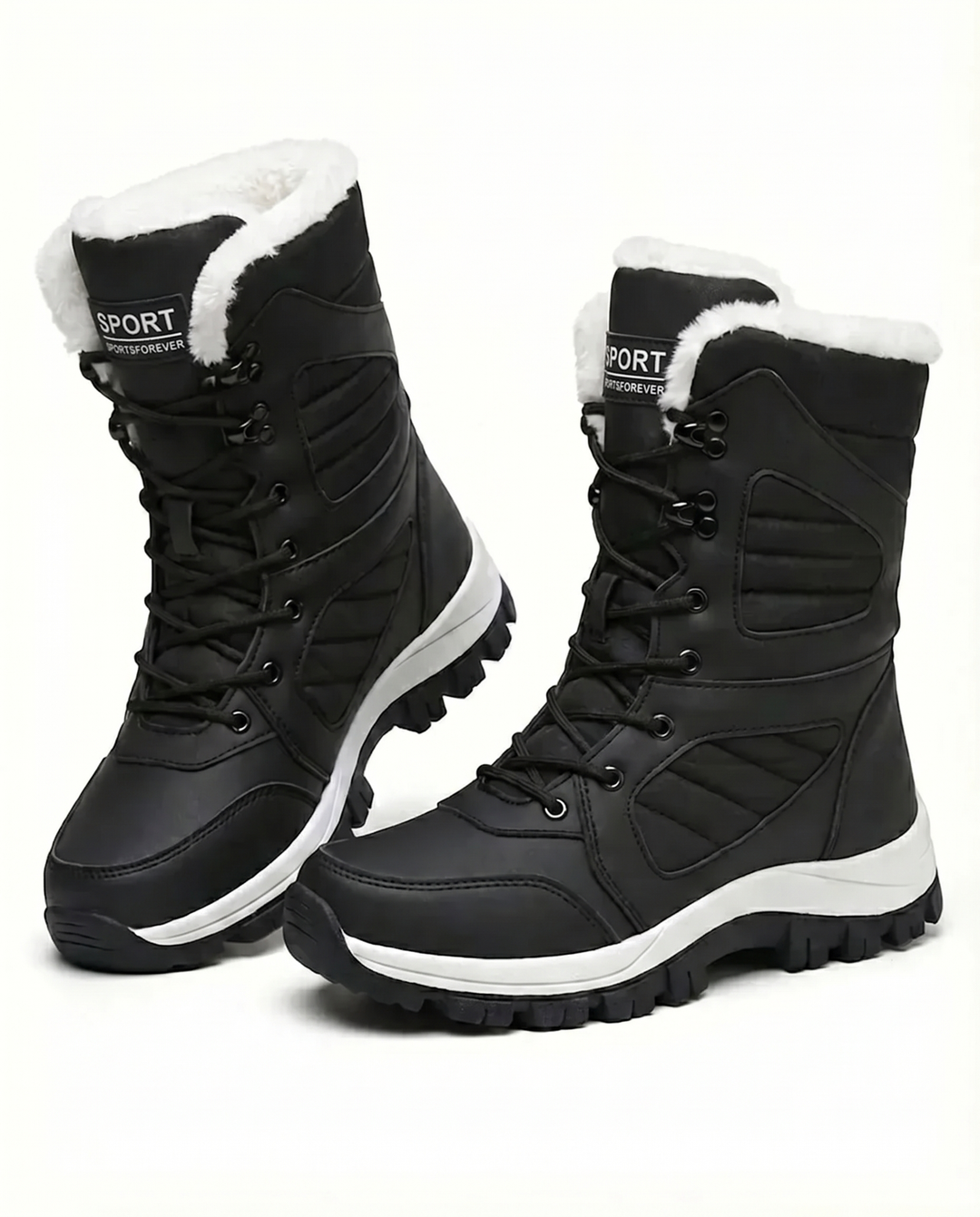 Women’s Plush-Lined Lug-Sole Lace-Up Snow Boots