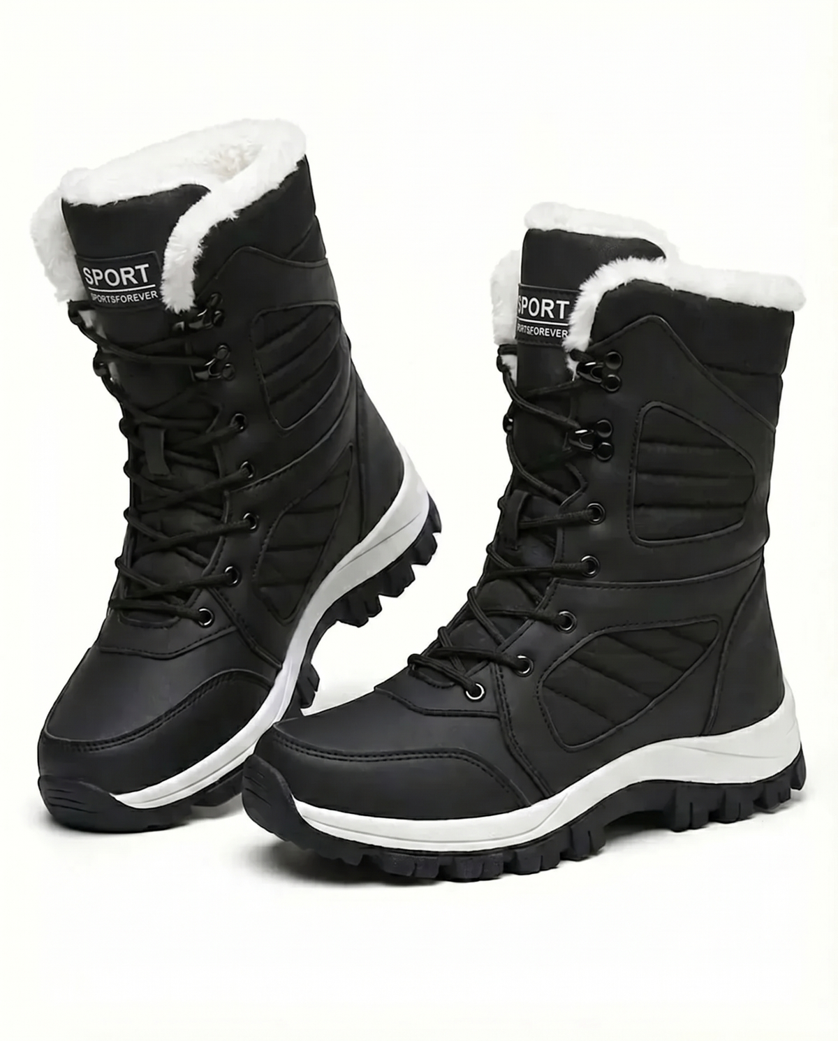 Women’s Plush-Lined Lug-Sole Lace-Up Snow Boots