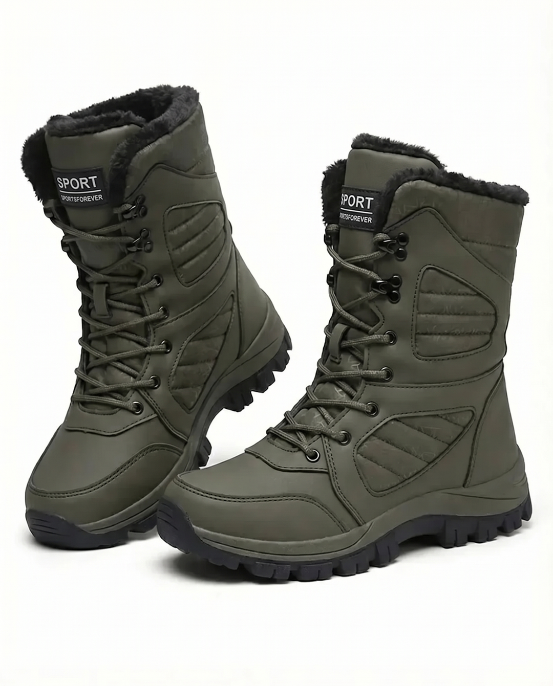 Women’s Plush-Lined Lug-Sole Lace-Up Snow Boots