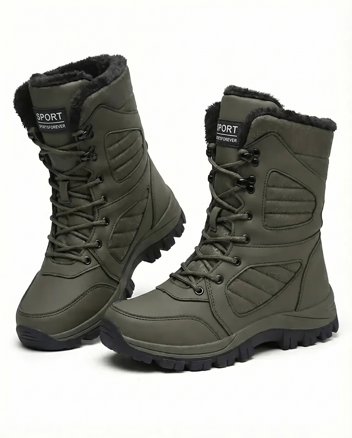 Women’s Plush-Lined Lug-Sole Lace-Up Snow Boots
