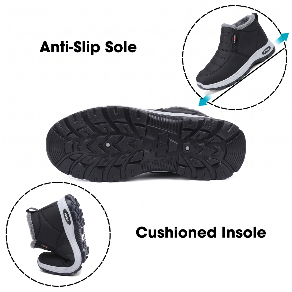 Sianna™ | Quilted Waterproof Slip-On Ankle Boots Black