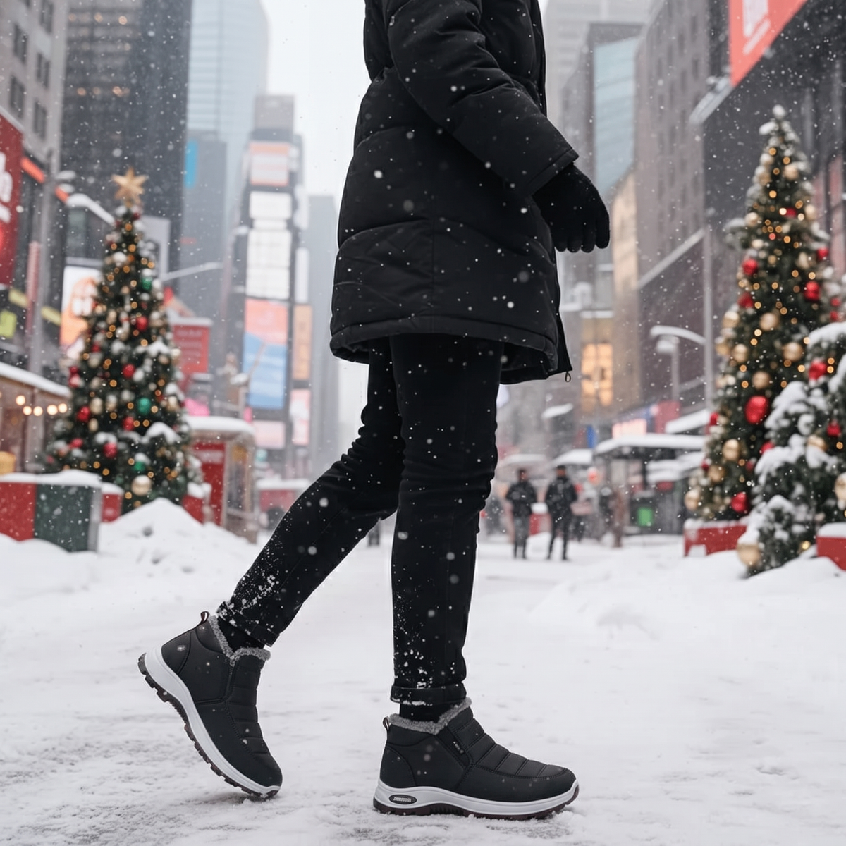 Sianna™ | Quilted Waterproof Slip-On Ankle Boots Black