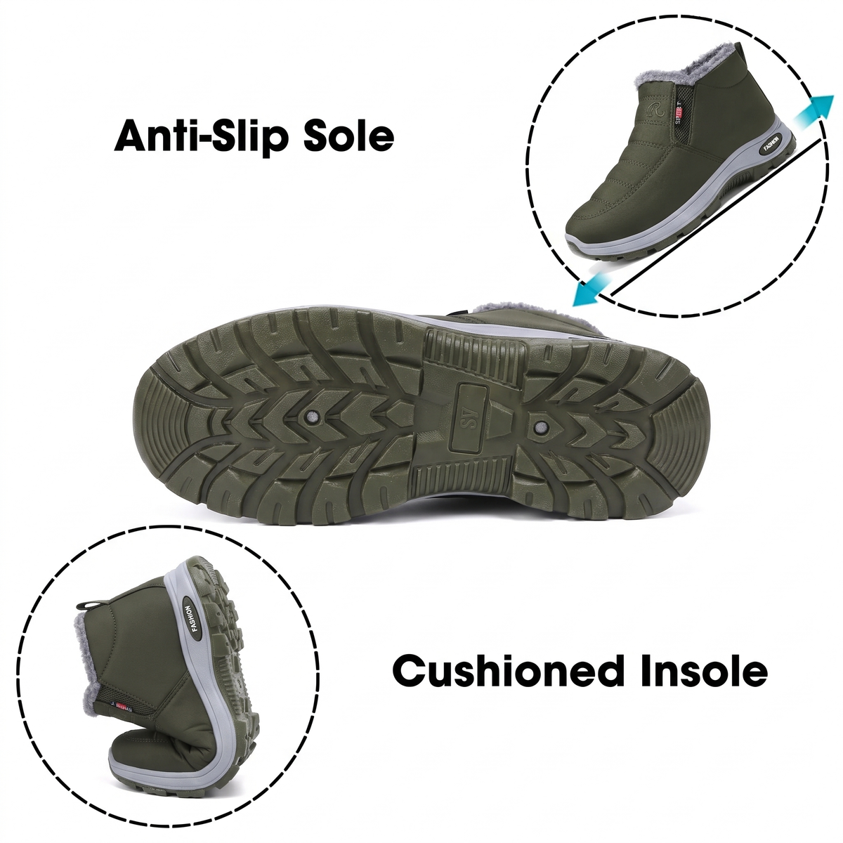 Sianna™ | Quilted Waterproof Slip-On Ankle Boots Green