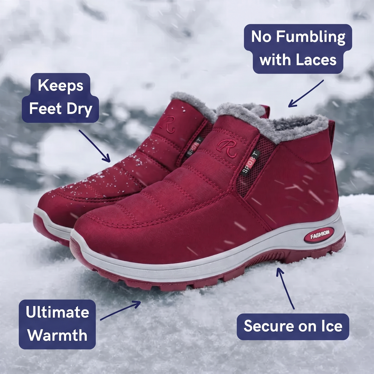 Sianna™ | Quilted Waterproof Slip-On Ankle Boots Red