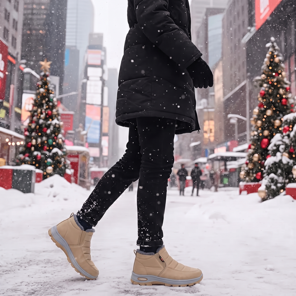 Sianna™ | Quilted Waterproof Slip-On Ankle Boots Beige