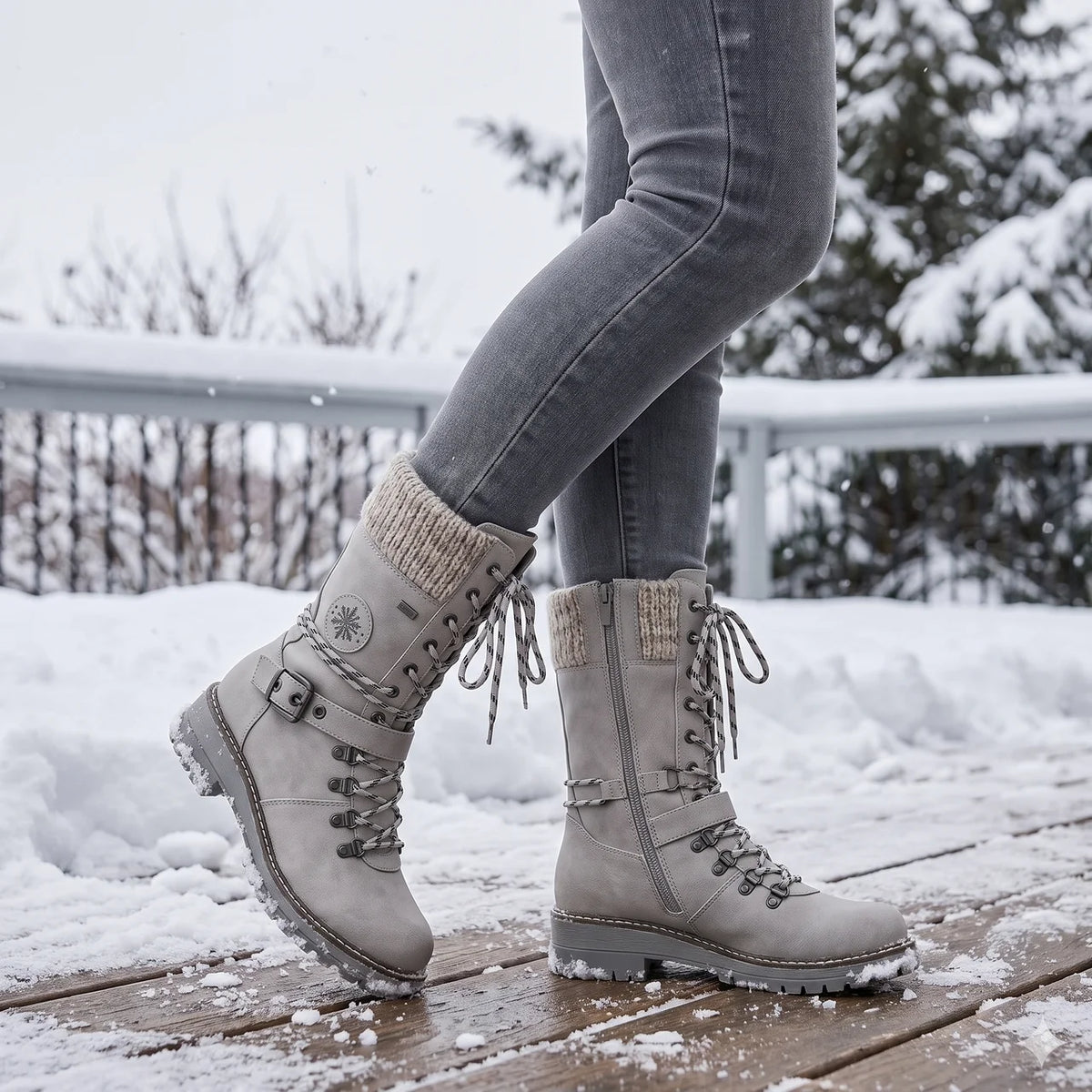 Women’s Lace Up Buckle Strap Hiking Boots
