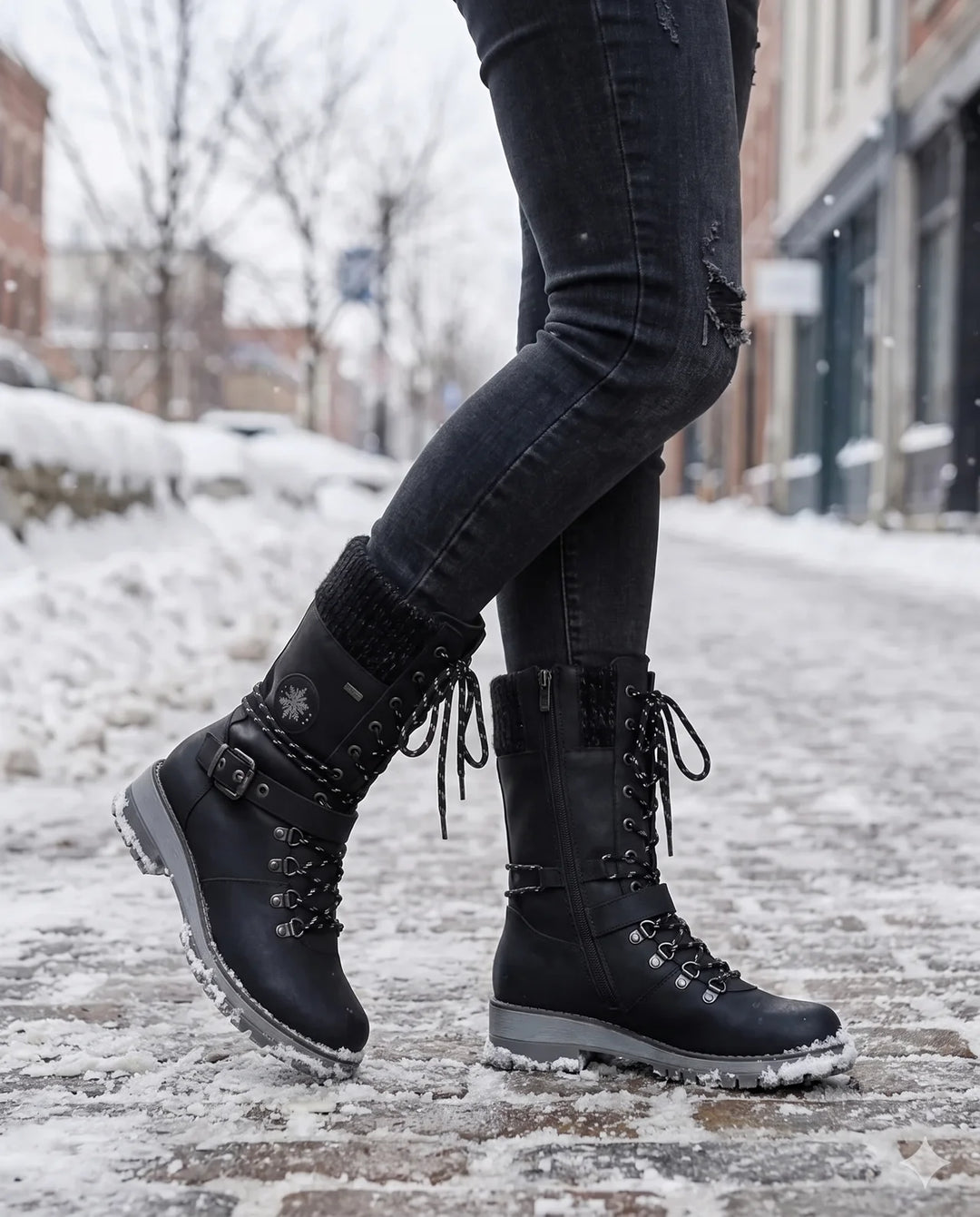 Women’s Lace Up Buckle Strap Hiking Boots