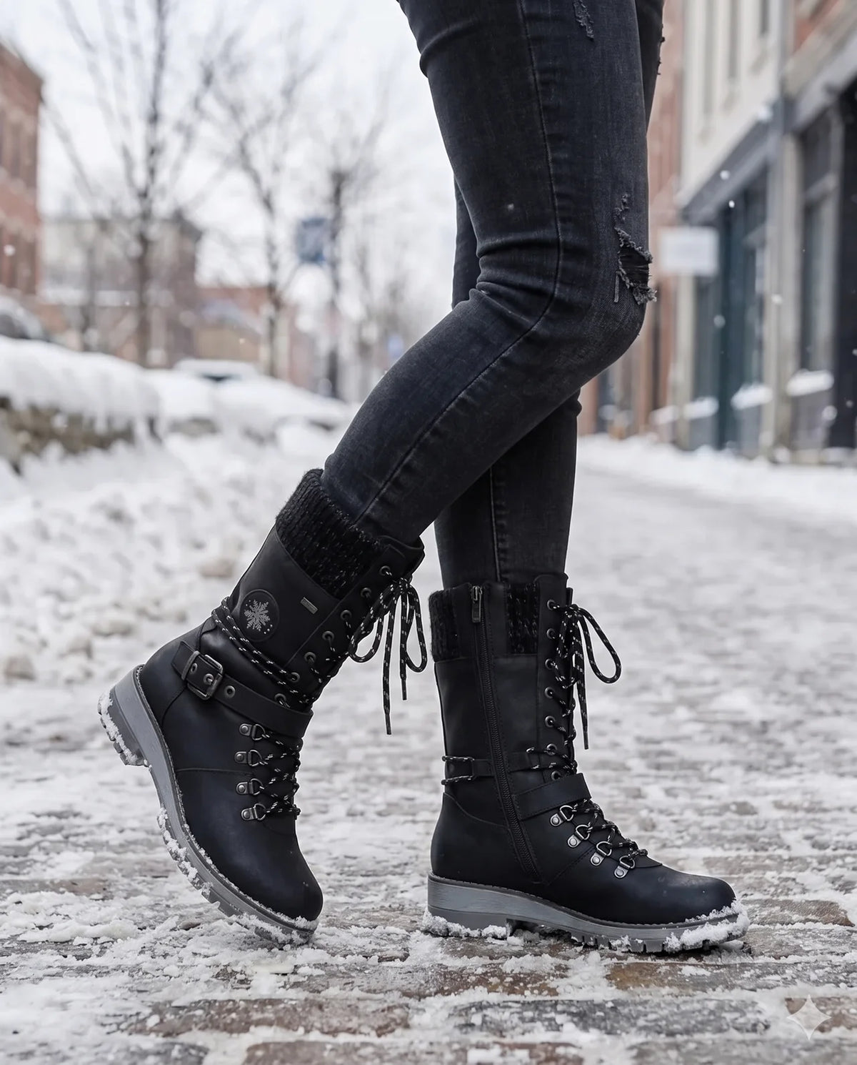 Women’s Lace Up Buckle Strap Hiking Boots