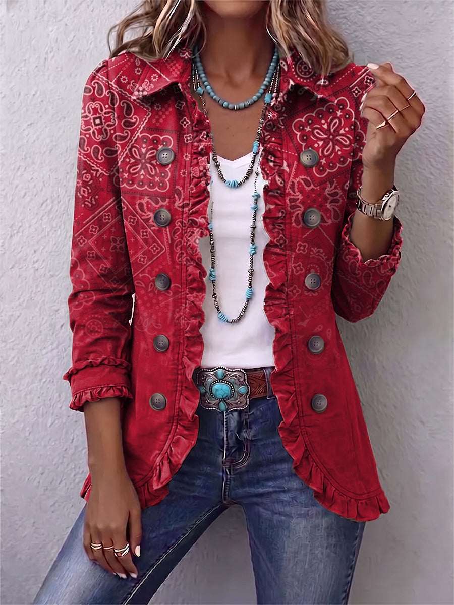 Criselle™ | Bohemian Ombré Paisley Ruffled Jacket