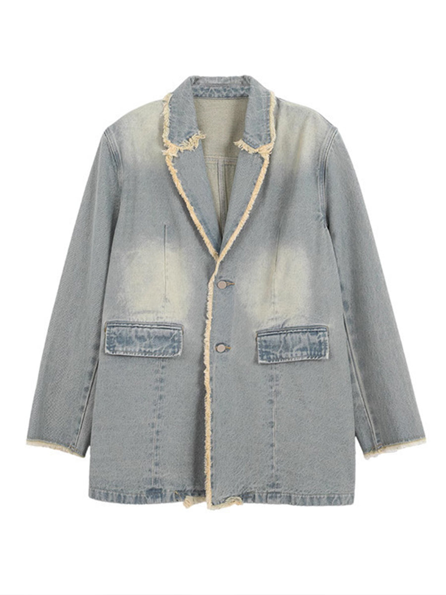 Dionne™ | Retro-Inspired Oversized Blazer with Frayed Edges