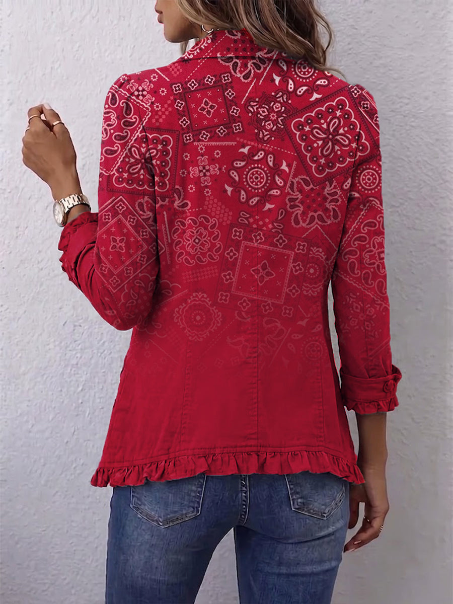 Criselle™ | Bohemian Ombré Paisley Ruffled Jacket