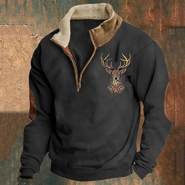 Men’s Warm Deer Pattern Knit Sweater